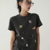 Women's Summer Vintage American Style Playful Puppy Embroidery Casual Short Sleeve T-shirt