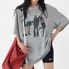 Women's Playful Puppy Embroidered Vintage Tee - Retro Summer Essential  Embrace timeless charm and a touch of whimsy